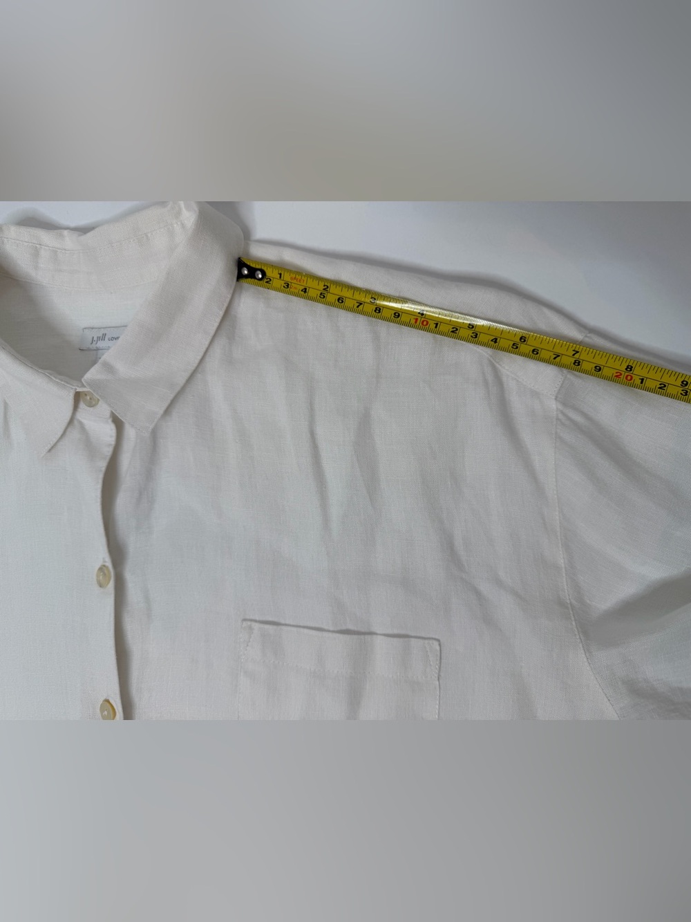 J. Jill White Love 100% Linen Button-Up Long Sleeve Shirt | Size M lagenlook - Picture 10 of 13